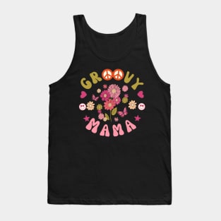 Retro Groovy Mama Floral Butterfly Mothers Day Boho Tank Top